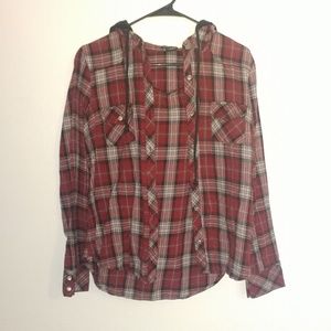 Flannel hoodie cardigan